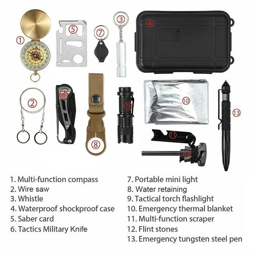 KIT DE HERRAMIENTAS Y SUPERVIVENCIA 14 EN 1